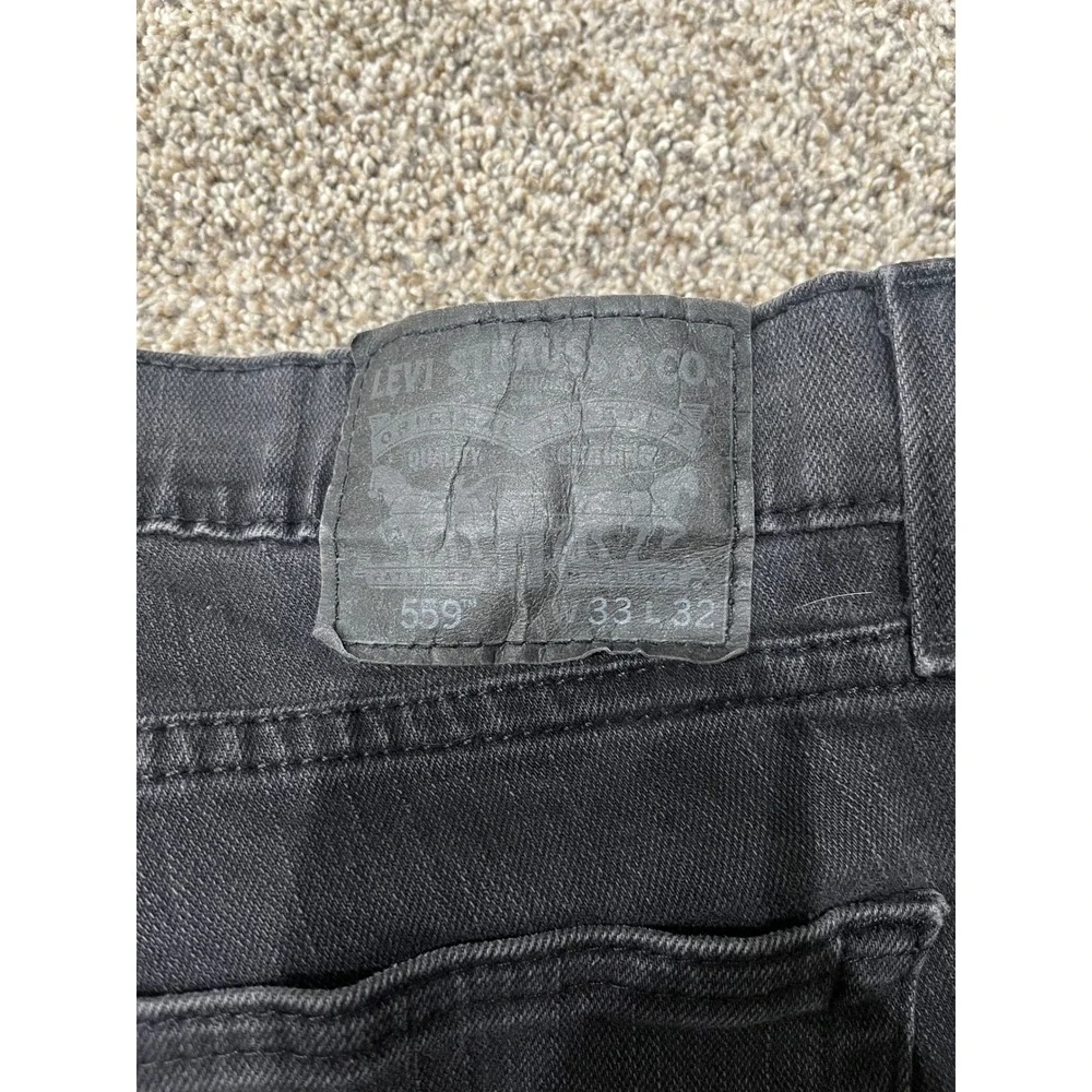 Levis 559 Relaxed Straight Jeans Mens 33x32 Black Denim WaterLess 00559-0471